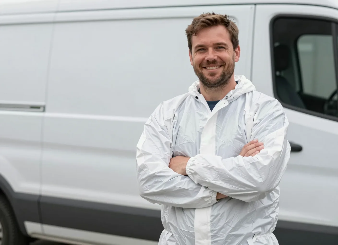 Portrait eines Schädlingsbekämpfers in Arbeitskleidung